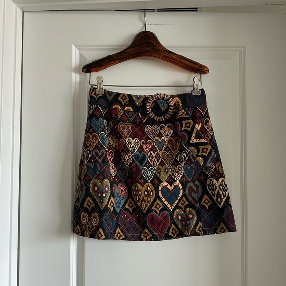 Farm Rio Black Hearts Ikat Mini Skirt - Picture 4 of 9